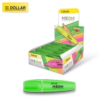 Dollar Neon Highlighter Chisel Tip 10's Pack Green Color