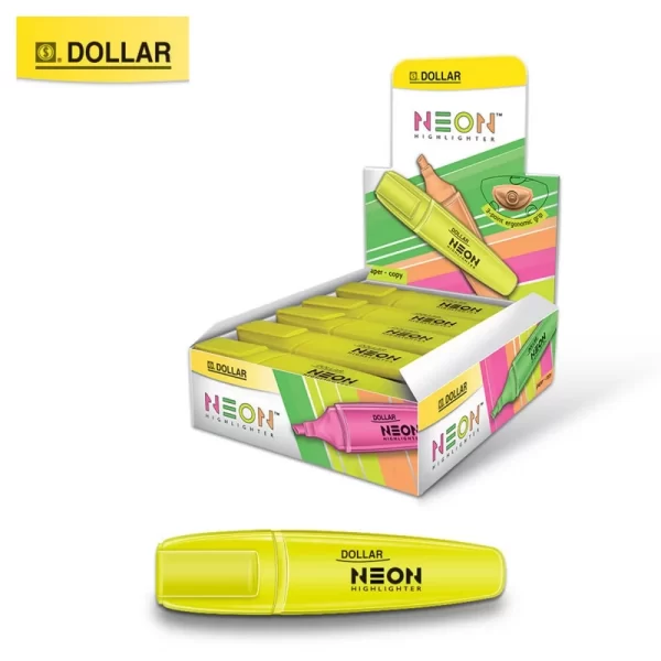 Dollar Neon Highlighter Yellow Chisel Tip 10's Pack