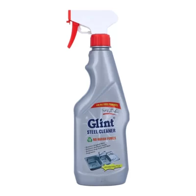 Glint Steel Cleaner 500ml- Restores Shine and Removes Stains from Steel Surfaces.
