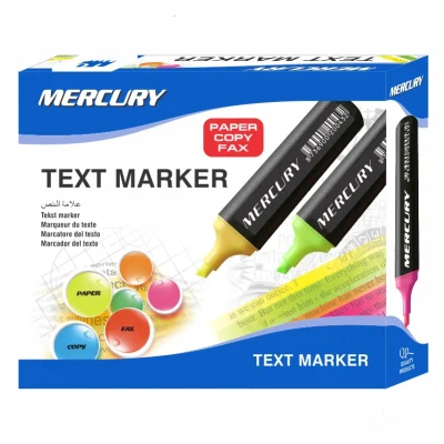 Mercury Highlighter Flat Tip in various colors - perfect for adding color-coded emphasis to notes and texts.