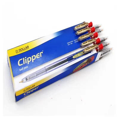 Dollar Clipper Ball Pen Red 10's Pack