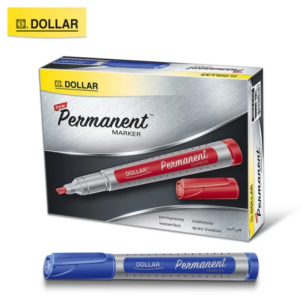Dollar Permanent Marker Chisel Tip 12's Pack Blue