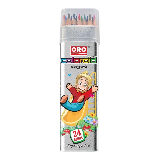 ORO Coloroid Color Pencils 24 pcs in a tin jar packing