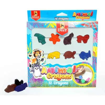 Deer Animal Crayons 12 crayons in a blister pack