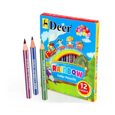 Deer Rainbow Color Pencils Half Size,12 Colors in a cardboard pack
