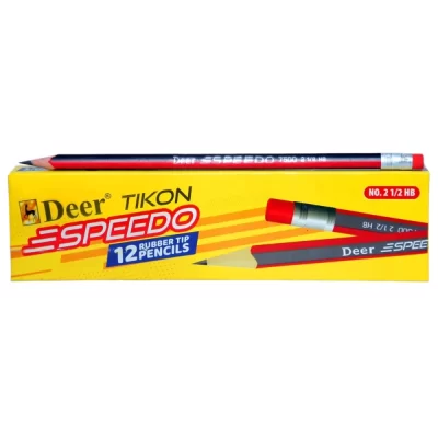 Deer Speedo Pencil 12pcs 2 ½ HB rubber tipped in a cardboard pack