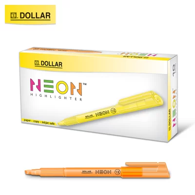Dollar Neon Highlighter Chisel Tip 10's Pack Orange Color