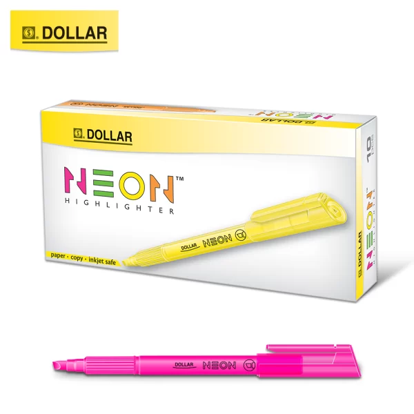 Dollar Neon Highlighter Pink Chisel Tip 10's Pack