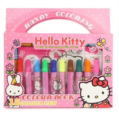 Hello Kitty 12 Color pen set with coloring book