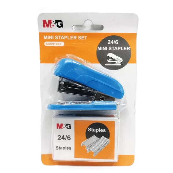 MG Mini Stapler Set Blue 24/6 in a blister pack