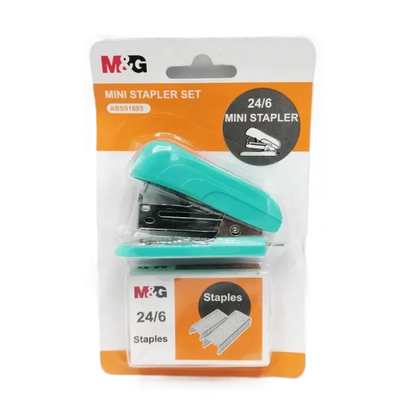 MG Mini Stapler Set Turquoise 24/6 in a blister pack