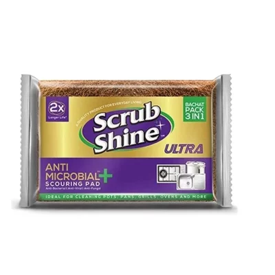 Scrub Shine Anti Microbial Scouring Pad 3 in 1