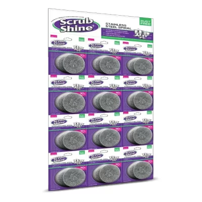  Scrub Shine Stainless Steel Spiral 12's Pack