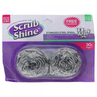 Scrub Shine Stainless Steel Spiral 2 in 1