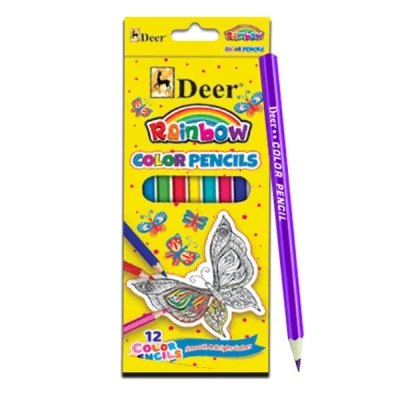 Deer Rainbow Color Pencils Full Size 12 Colors in a cardboard pack