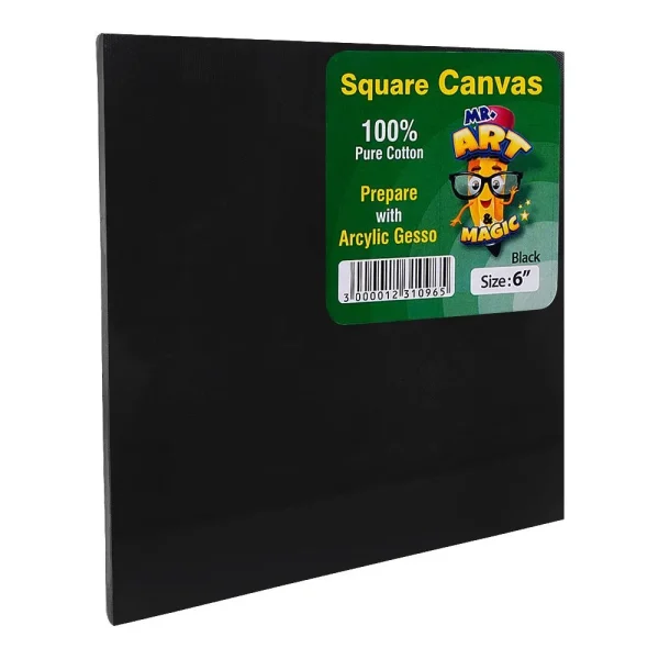 Mr. Art Magic Square Canvas Black 6 inches on a white background