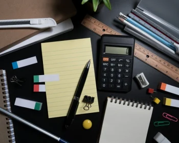 Office Supplies placed on a table